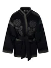 Antik Batik Floral Belted Coat In Black