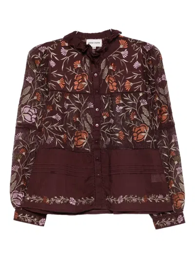 Antik Batik Floral-embroidered Shirt In Red