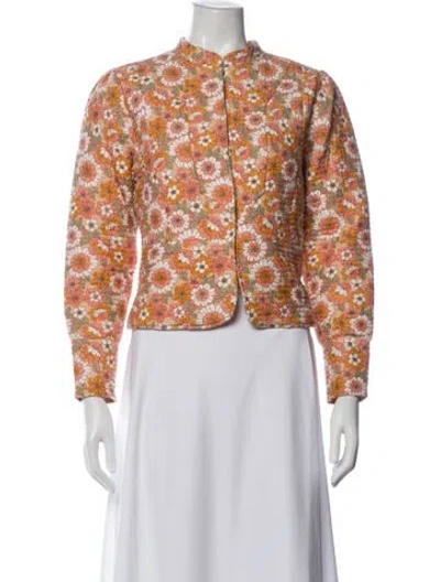 Pre-owned Antik Batik Floral Print Evening Jacket In Orange