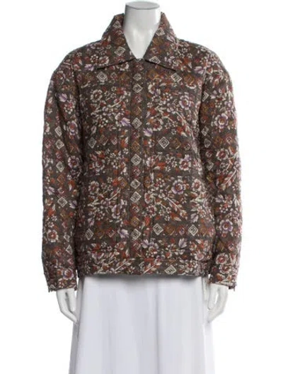 Pre-owned Antik Batik Floral Print Jacket In Brown