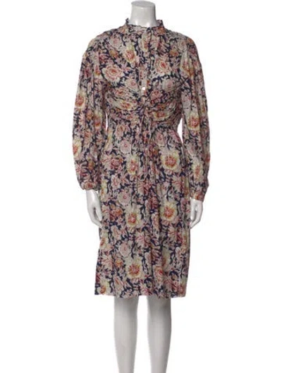 Pre-owned Antik Batik Floral Print Knee-length Dress In Blue