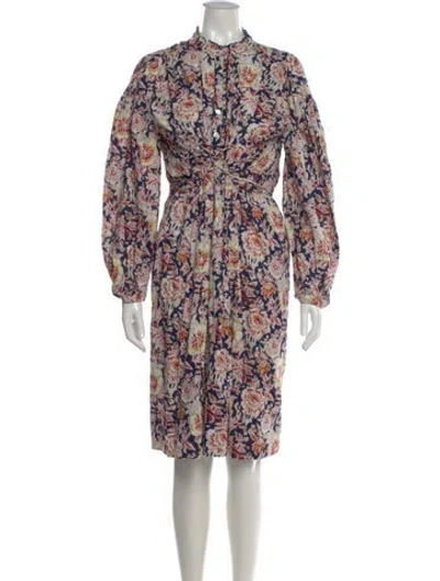 Pre-owned Antik Batik Floral Print Knee-length Dress In Blue