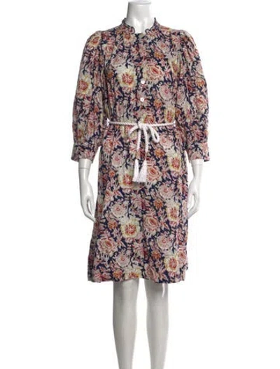 Pre-owned Antik Batik Floral Print Knee-length Dress In Blue