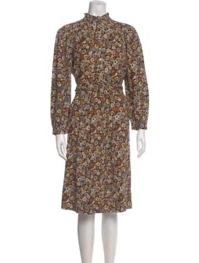 Pre-owned Antik Batik Floral Print Knee-length Dress In Brown