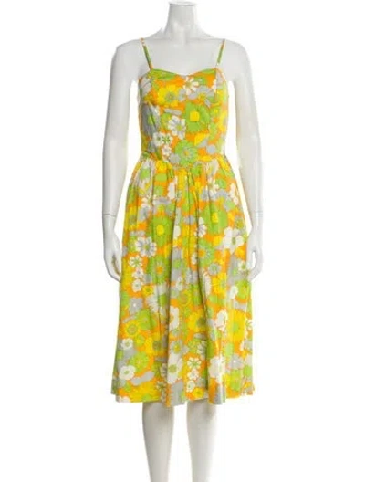 Pre-owned Antik Batik Floral Print Knee-length Dress In Green