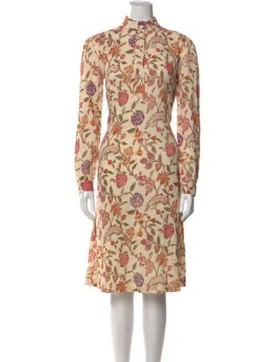 Pre-owned Antik Batik Floral Print Knee-length Dress In Neutral