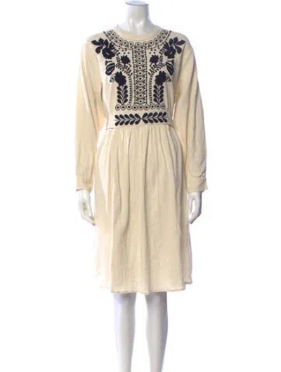 Pre-owned Antik Batik Floral Print Knee-length Dress In Neutrals