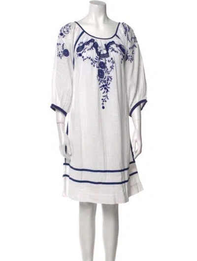 Pre-owned Antik Batik Floral Print Knee-length Dress In White