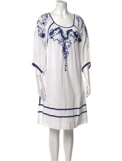 Pre-owned Antik Batik Floral Print Knee-length Dress In White