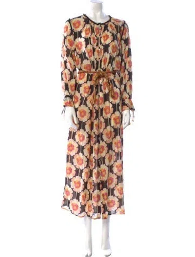 Pre-owned Antik Batik Floral Print Long Dress In Black