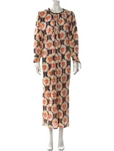 Pre-owned Antik Batik Floral Print Long Dress In Black