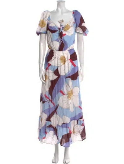 Pre-owned Antik Batik Floral Print Long Dress In Blue