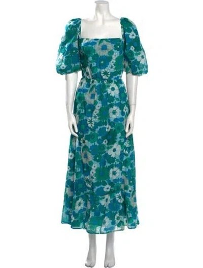 Pre-owned Antik Batik Floral Print Long Dress In Blue