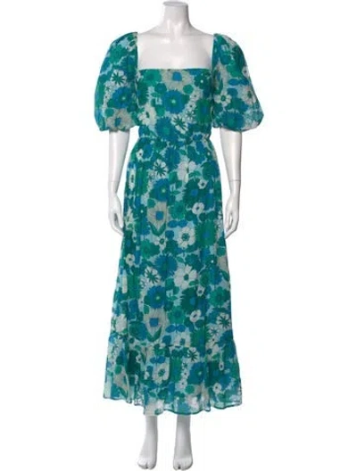 Pre-owned Antik Batik Floral Print Long Dress In Blue