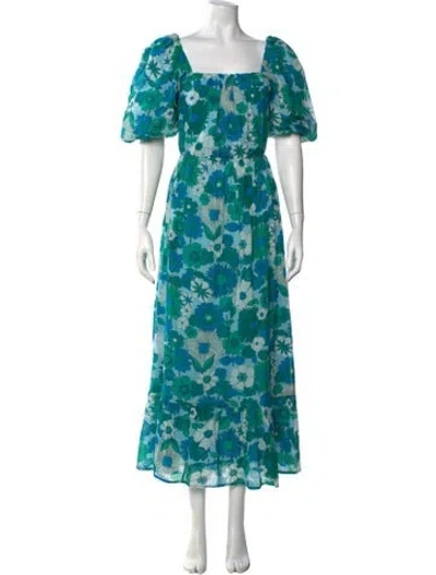 Pre-owned Antik Batik Floral Print Long Dress In Blue
