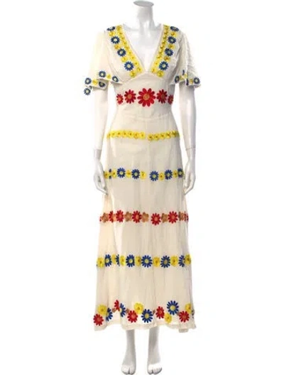 Pre-owned Antik Batik Floral Print Long Dress In Neutral