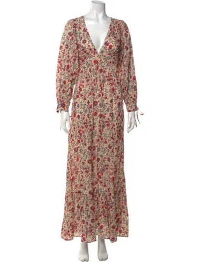 Pre-owned Antik Batik Floral Print Long Dress In Neutral