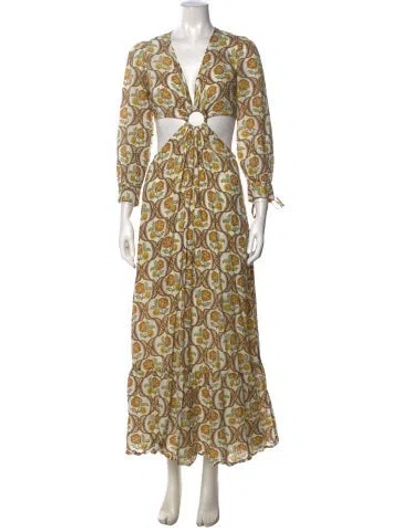 Pre-owned Antik Batik Floral Print Long Dress In Neutrals