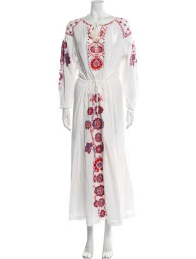 Pre-owned Antik Batik Floral Print Long Dress In Neutrals
