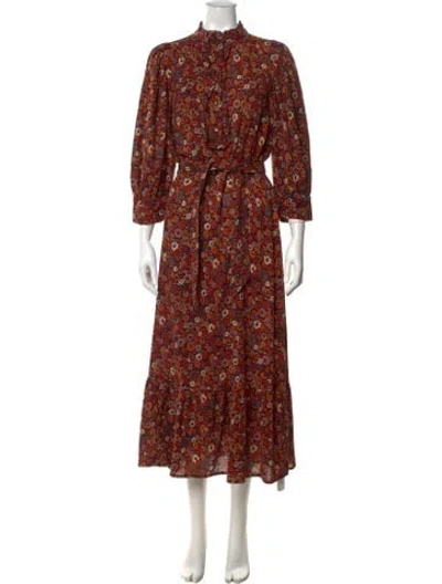 Pre-owned Antik Batik Floral Print Long Dress In Orange