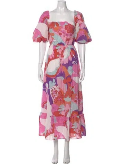Pre-owned Antik Batik Floral Print Long Dress In Pink