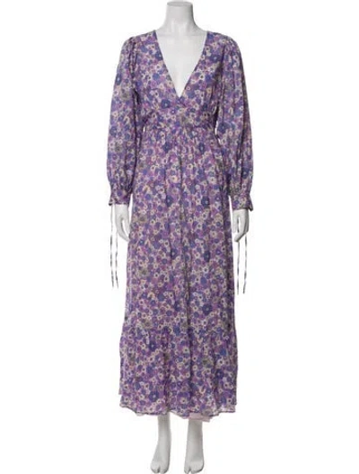 Pre-owned Antik Batik Floral Print Long Dress In Purple