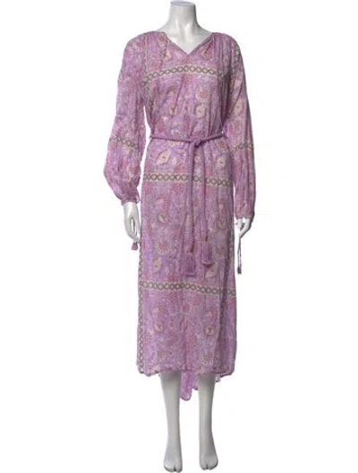 Pre-owned Antik Batik Floral Print Long Dress In Purple