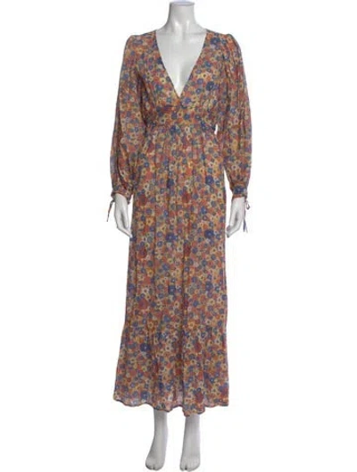 Pre-owned Antik Batik Floral Print Long Dress W/ Tags In Orange