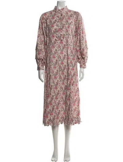 Pre-owned Antik Batik Floral Print Long Dress W/ Tags In Red