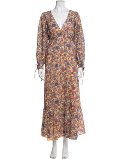 Pre-owned Antik Batik Floral Print Long Dress In Yellow