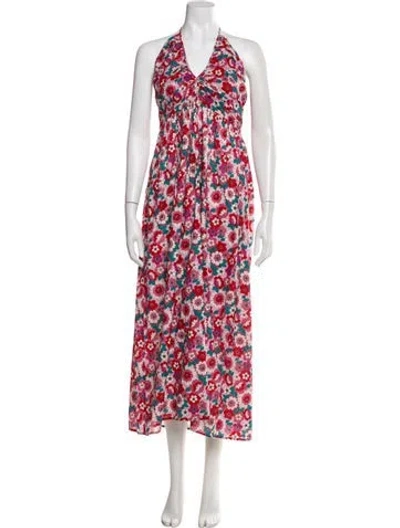 Pre-owned Antik Batik Floral Print Midi Length Dress In Pink