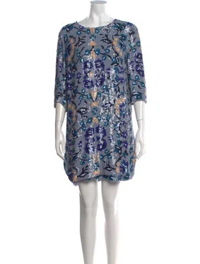 Pre-owned Antik Batik Floral Print Mini Dress In Blue