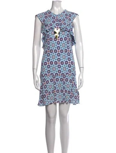 Pre-owned Antik Batik Floral Print Mini Dress In Blue