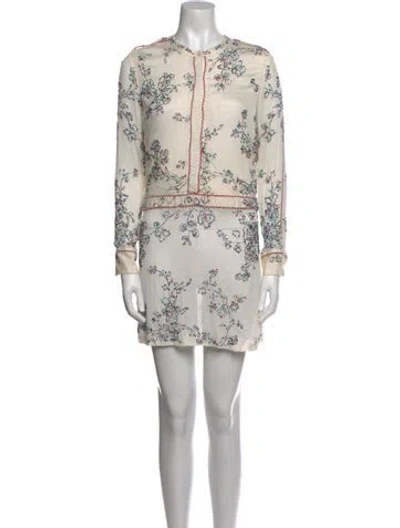 Pre-owned Antik Batik Floral Print Mini Dress In Neutral