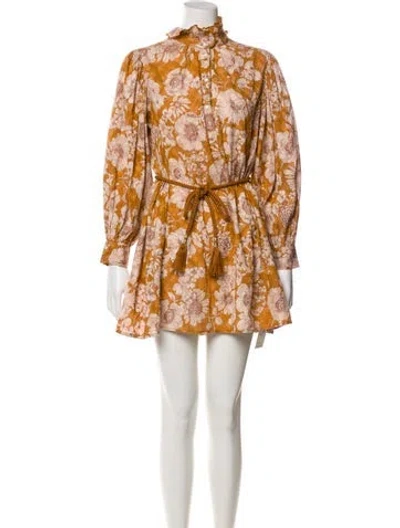 Pre-owned Antik Batik Floral Print Mini Dress In Orange