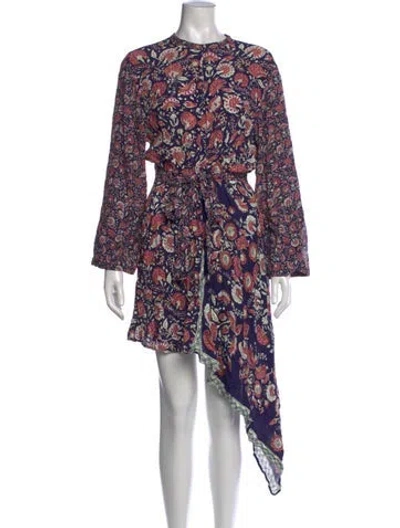 Pre-owned Antik Batik Floral Print Mini Dress In Purple