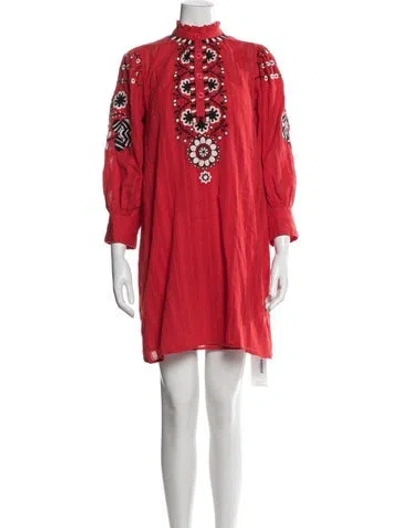 Pre-owned Antik Batik Floral Print Mini Dress In Red