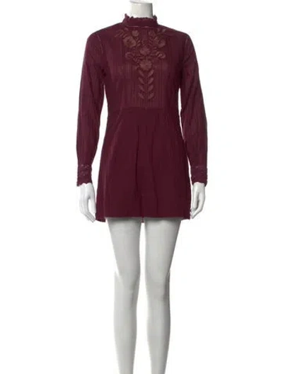 Pre-owned Antik Batik Floral Print Mini Dress W/ Tags In Burgundy