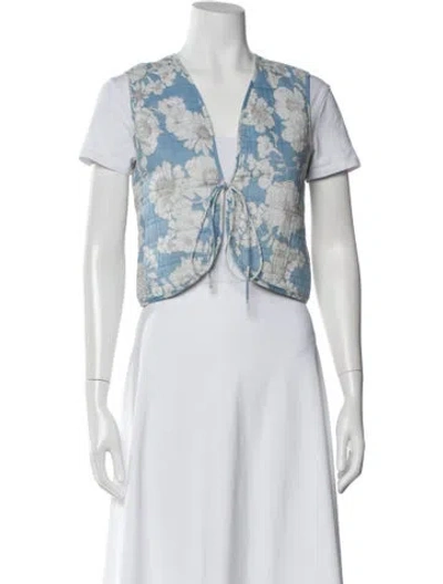 Pre-owned Antik Batik Floral Print Vest In White
