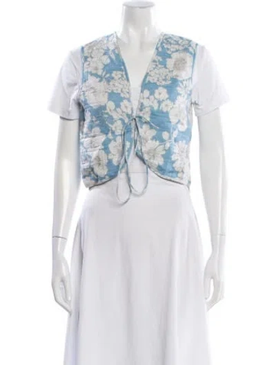 Pre-owned Antik Batik Floral Print Vest In White