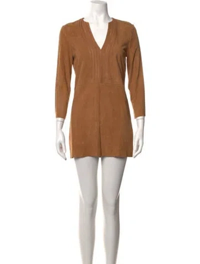 Pre-owned Antik Batik Goat Leather Mini Dress In Brown