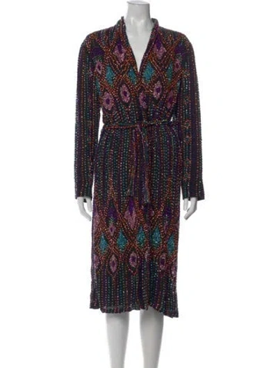 Pre-owned Antik Batik Graphic Print Midi Length Dress In Black