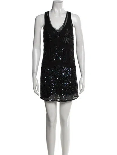 Pre-owned Antik Batik Graphic Print Mini Dress In Black