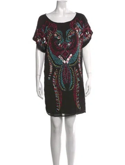 Pre-owned Antik Batik Graphic Print Mini Dress In Black