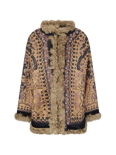 Antik Batik Ivan Embroidered Fur-trim Jacket In Brown