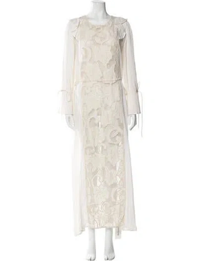 Pre-owned Antik Batik Lace Pattern Long Dress In Neutral