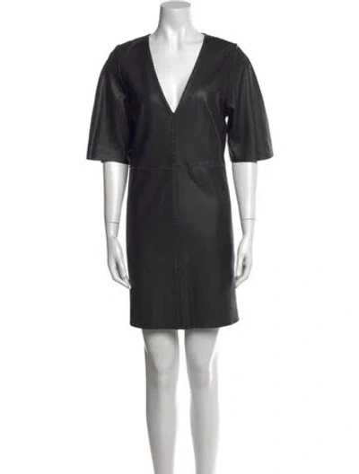 Pre-owned Antik Batik Leather Mini Dress In Black