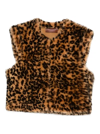 Antik Batik Leopard Waistcoat In Brown