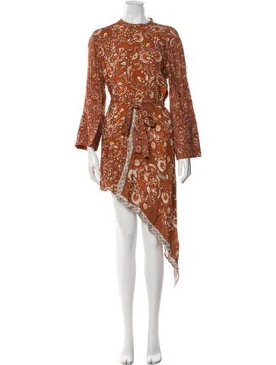 Pre-owned Antik Batik Linen Long Dress W/ Tags In Orange