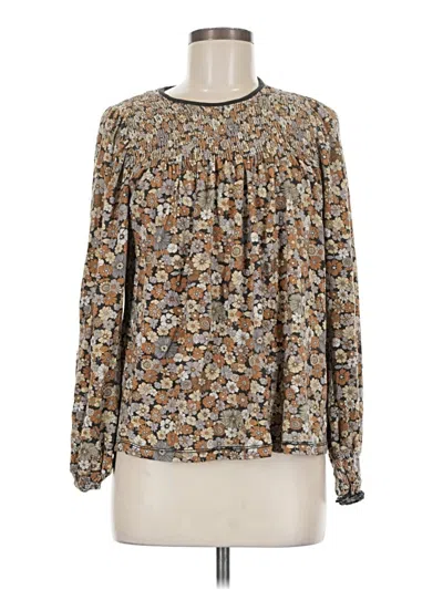 Pre-owned Antik Batik Long Sleeve Blouse In Brown